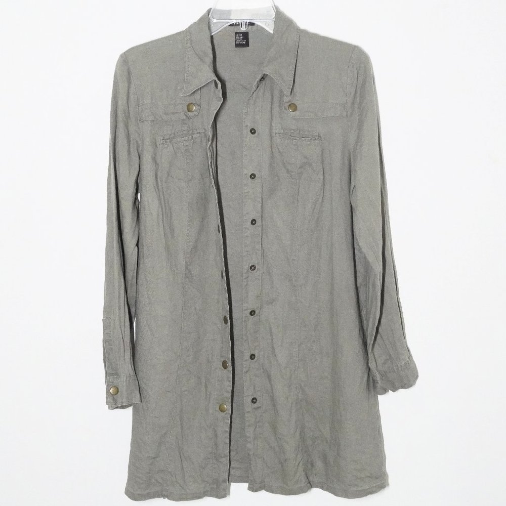 Zoe D. Dusty Green Midi Length Utility Jacket